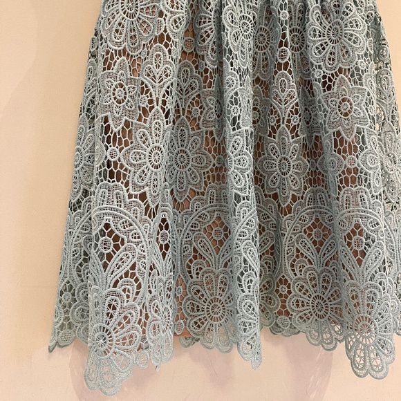 Self-Portrait Mint Floral Guipure Lace Mini Dress UK12/US8 - Picture 5 of 11